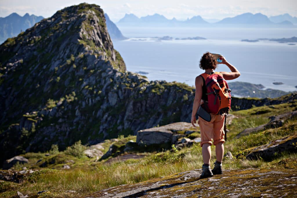 Person på fjelltur, utsikt