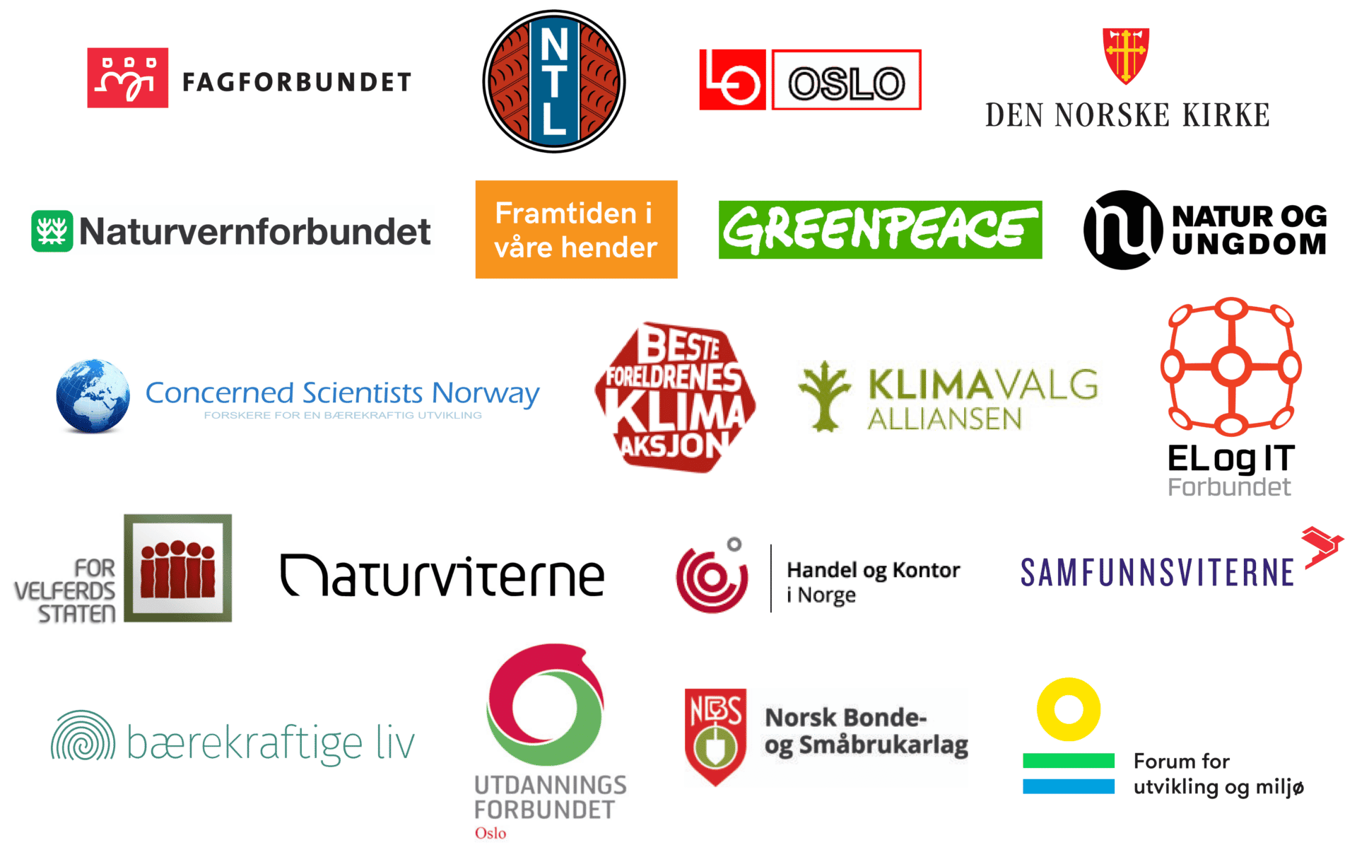 Bilder over alle logoene til organisasjonene i Broen til framtiden-alliansen i 2022.