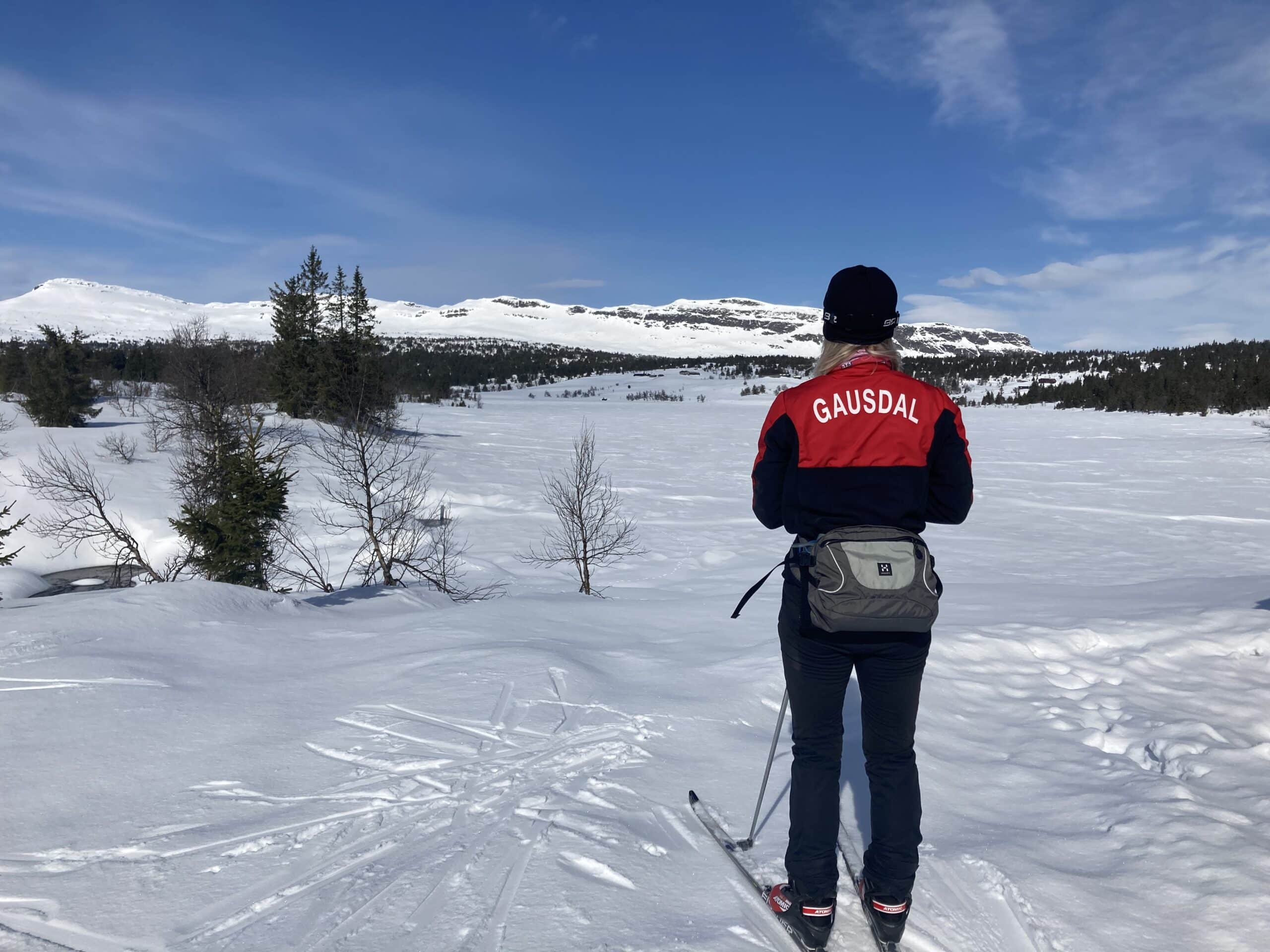 Skigåer skuer utover Sjøsetervatnet. Foto: Renate Segtnan